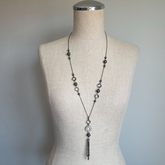 Lia Sophia Silver and Black Beaded Necklace - Picture 2 of 9